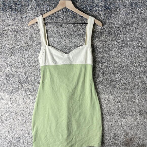 Dress Womens Small Mint Green White Colorblock Bodycon Mini Sweetheart Cutout - Picture 1 of 6